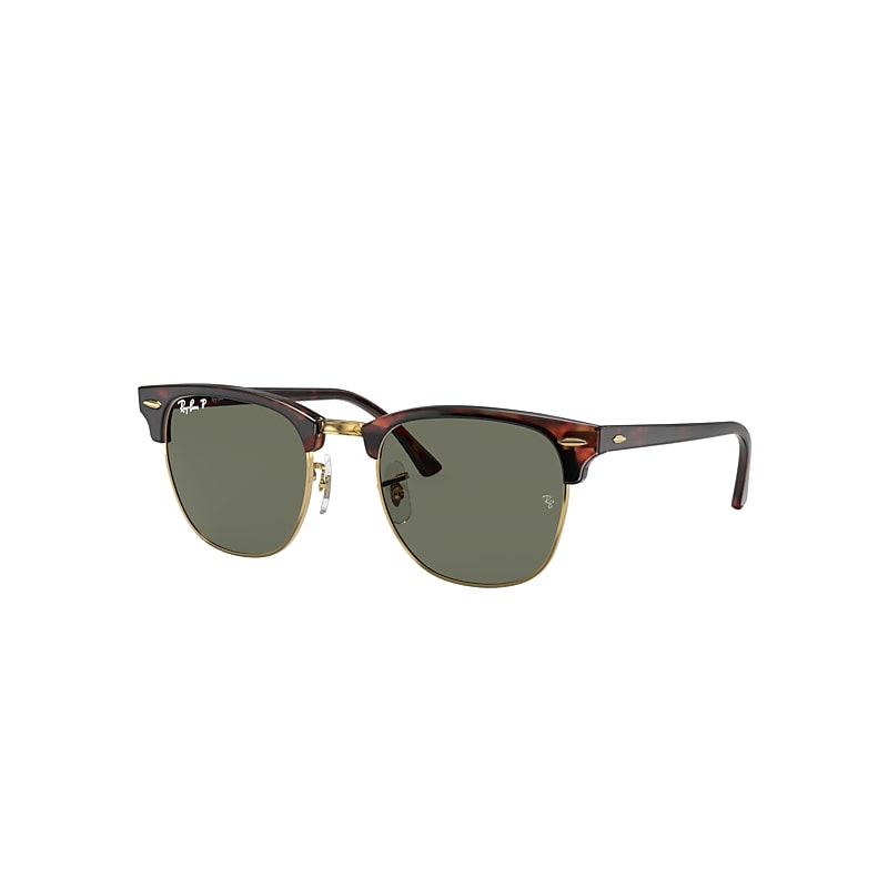 Ray-Ban Clubmaster Classic Sunglasses Tortoise Frame Green Lenses Polarized 55-19