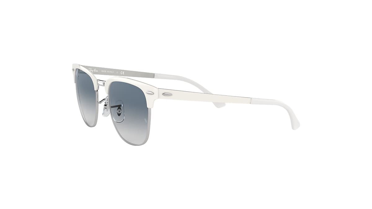 Clubmaster Metal Sunglasses in White and Light Blue | Ray-Ban®
