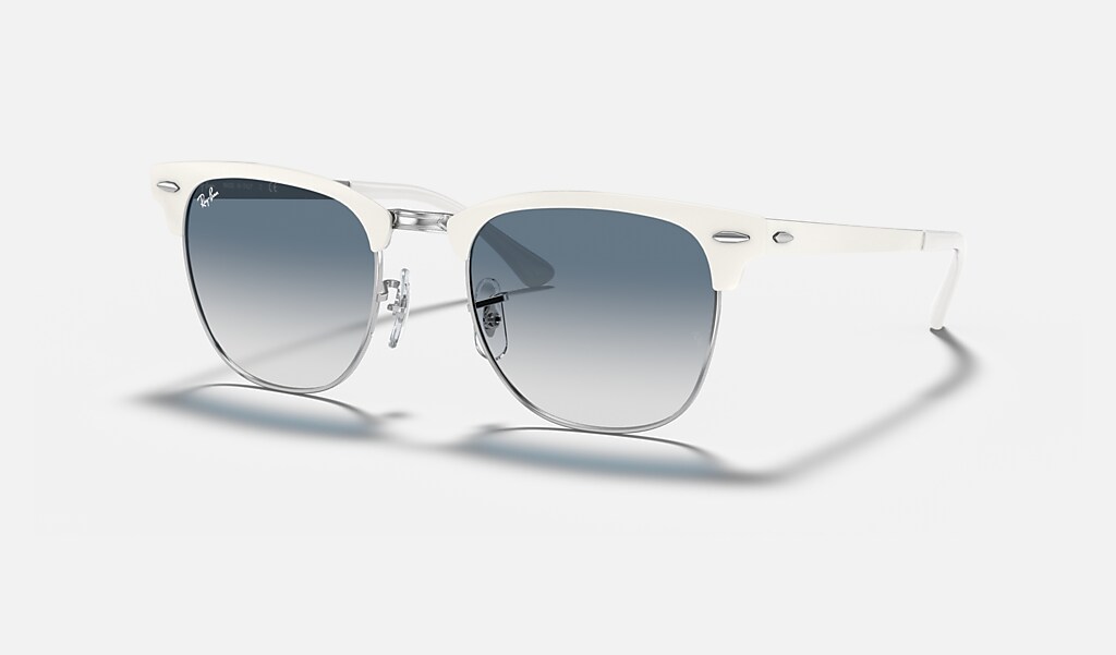Slaapkamer Snel Arthur Clubmaster Metal Sunglasses in White and Light Blue | Ray-Ban®
