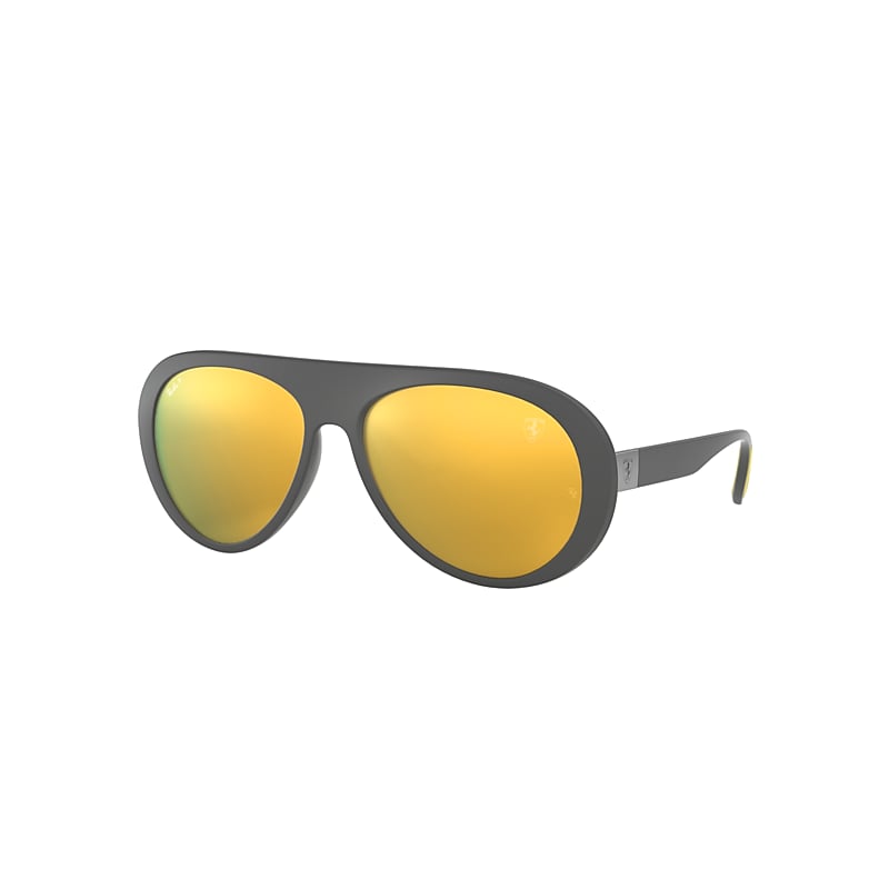 Ray-Ban Rb4310m Scuderia Ferrari Collection Sunglasses Grey Frame Gold Lenses Polarized 58-16