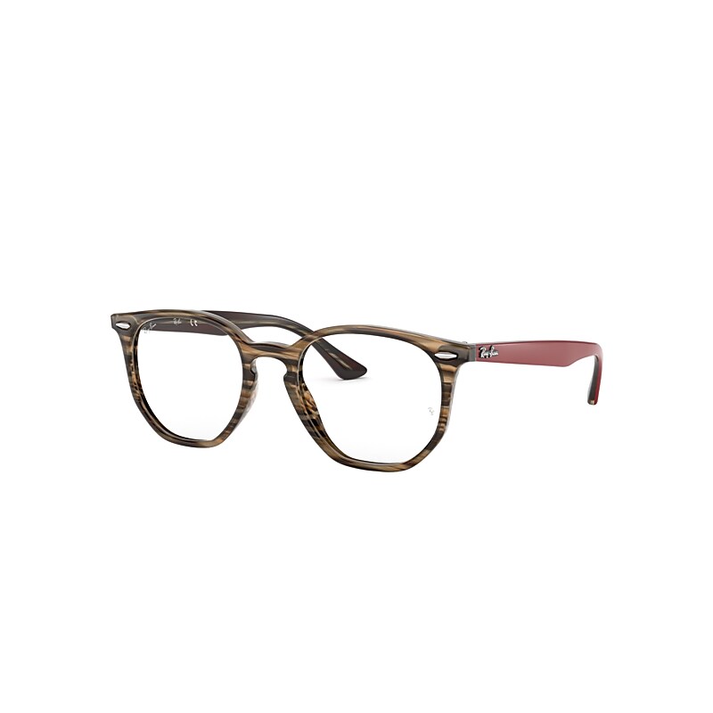 Ray-Ban Rb7151 Hexagonal Optics Eyeglasses Red Frame Clear Lenses Polarized 52-19
