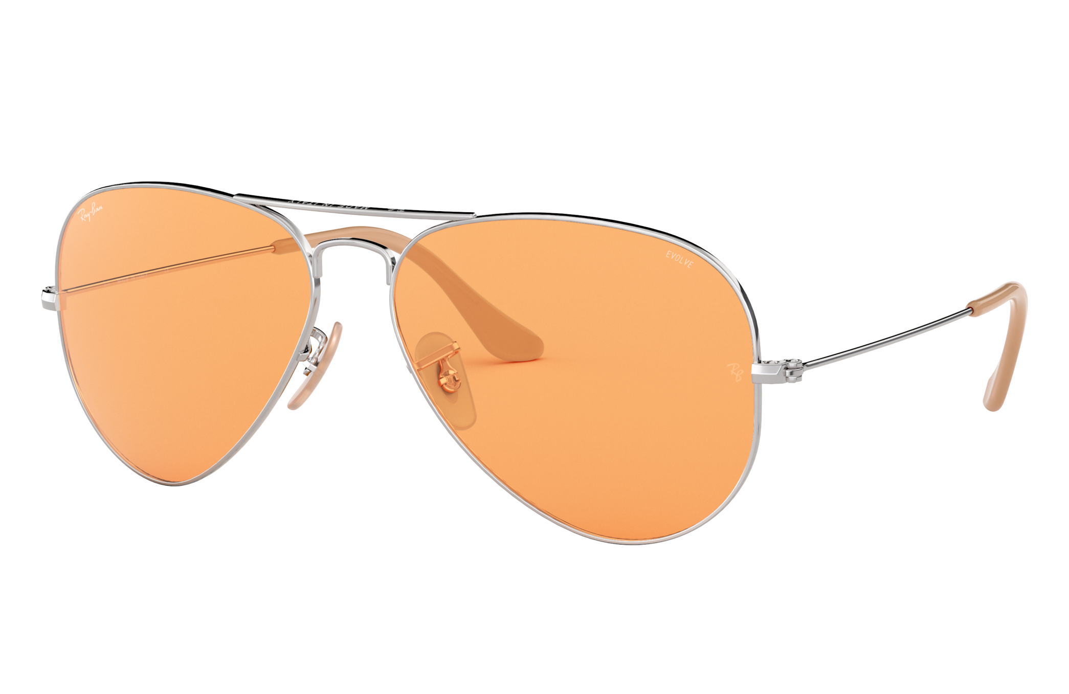 Aviator Washed Evolve Sunglasses in Silver and Orange Photochromic | Ray-Ban ®
