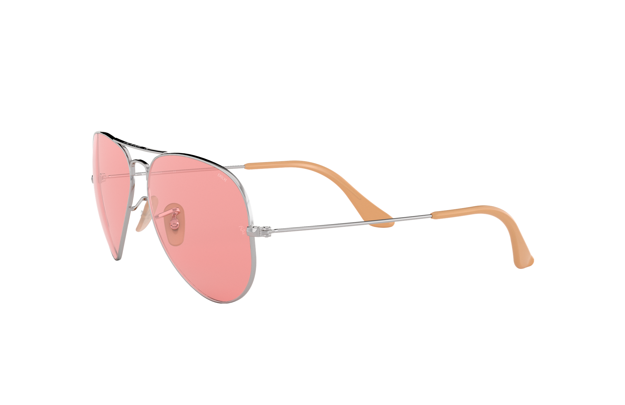Aviator Washed Evolve Sunglasses in Silver and Pink Photochromic | Ray-Ban®