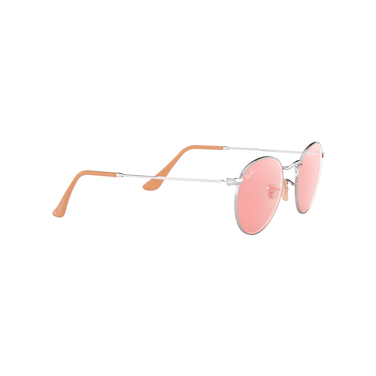 Round Washed Evolve Sunglasses in Silver and Pink Photochromic 
