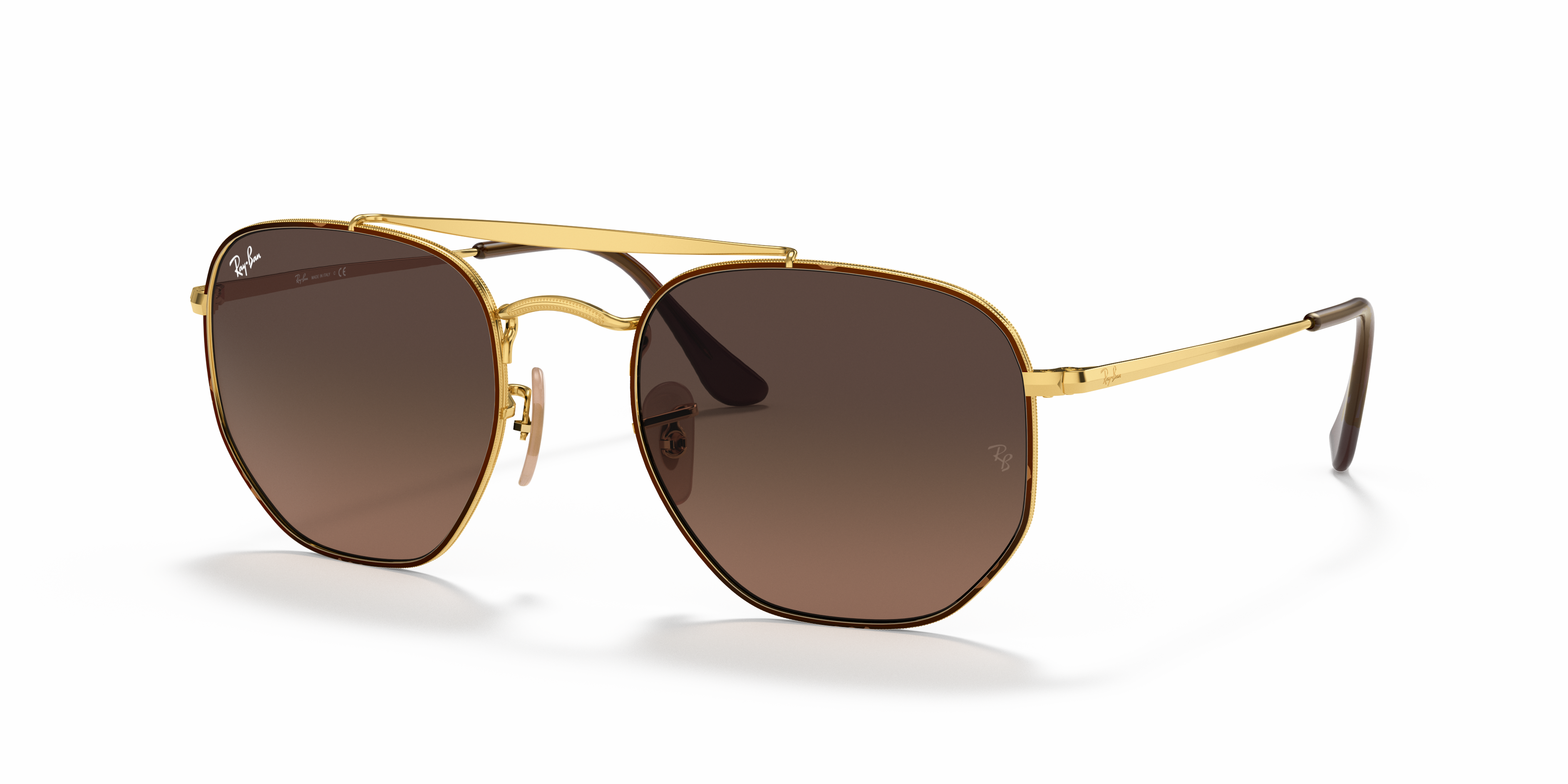 ray ban gold frame black lens