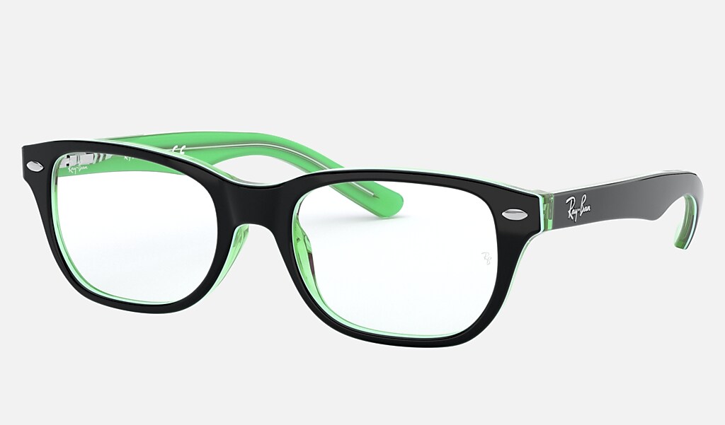 Rb1555 Optics Kids Eyeglasses with Black On Green Transparent Frame | Ray- Ban®