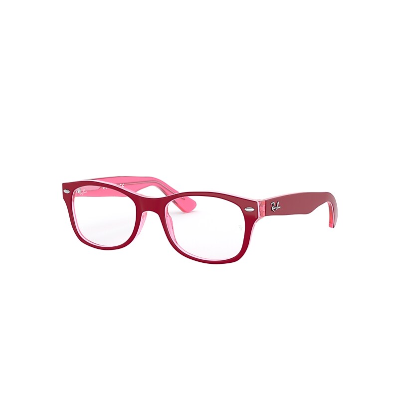 Ray-Ban Junior Rb1528 Optics Kids Eyeglasses Bordeaux On Transparent Pink Frame Clear Lenses Polarized 48-16