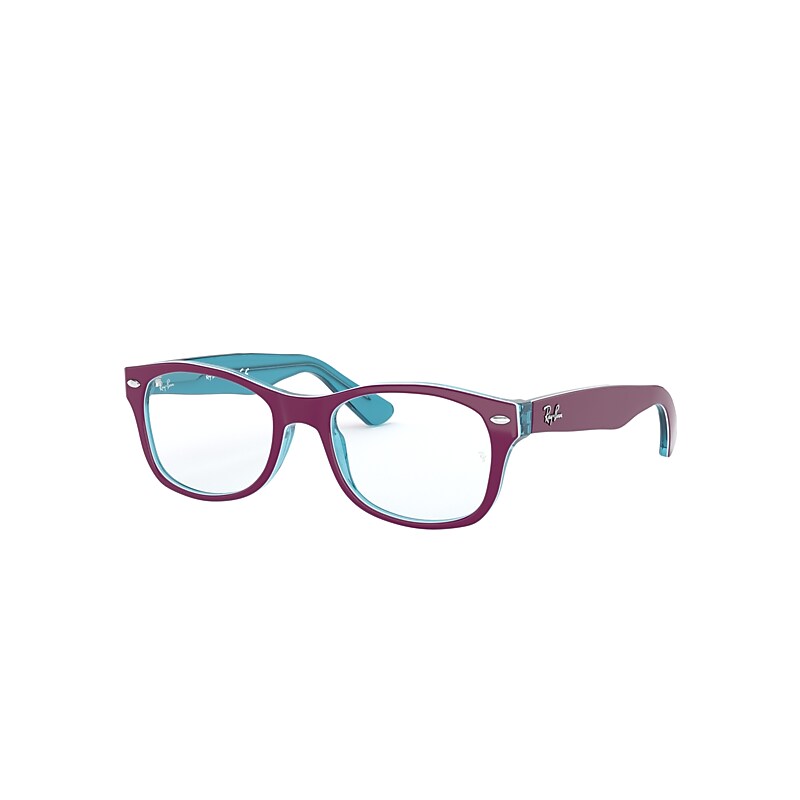 Ray-Ban Junior Rb1528 Optics Kids Eyeglasses Fucsia On Transparent Blue Frame Clear Lenses Polarized 48-16