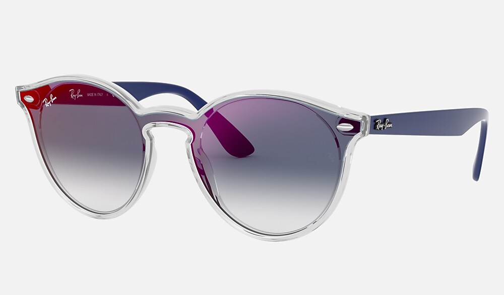 BLAZE RB4380N Sunglasses in Transparent and Blue Gradient Mirror