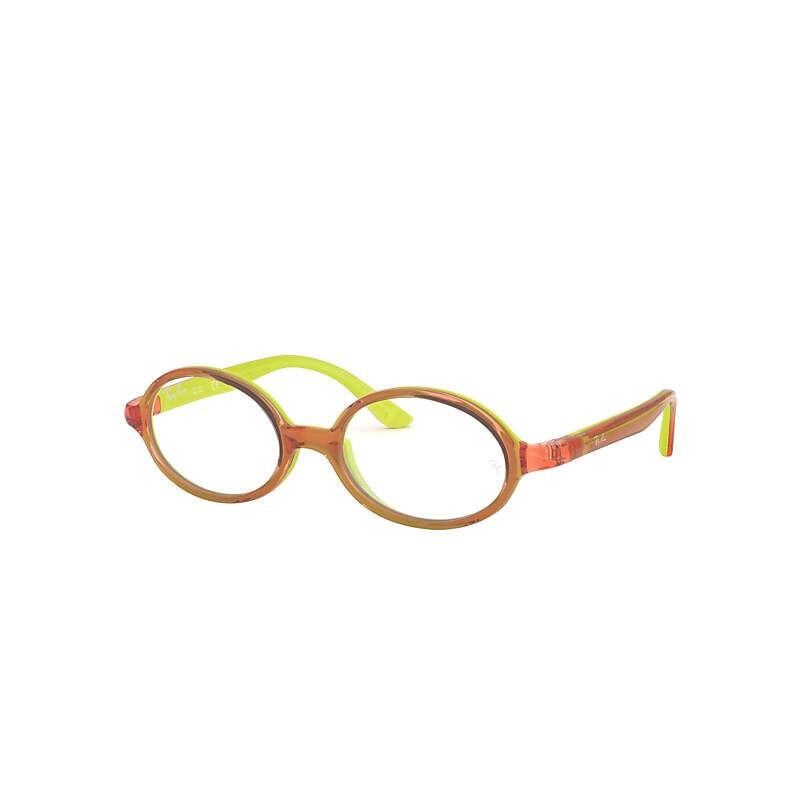 Ray-Ban Junior Rb1545 Optics Kids Eyeglasses Light Orange On Rubber Yellow Frame Clear Lenses Polarized 44-16