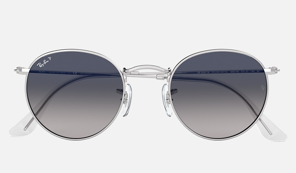 auteursrechten Bloesem beroemd Round Flat Lenses Sunglasses in Silver and Blue/Grey | Ray-Ban®