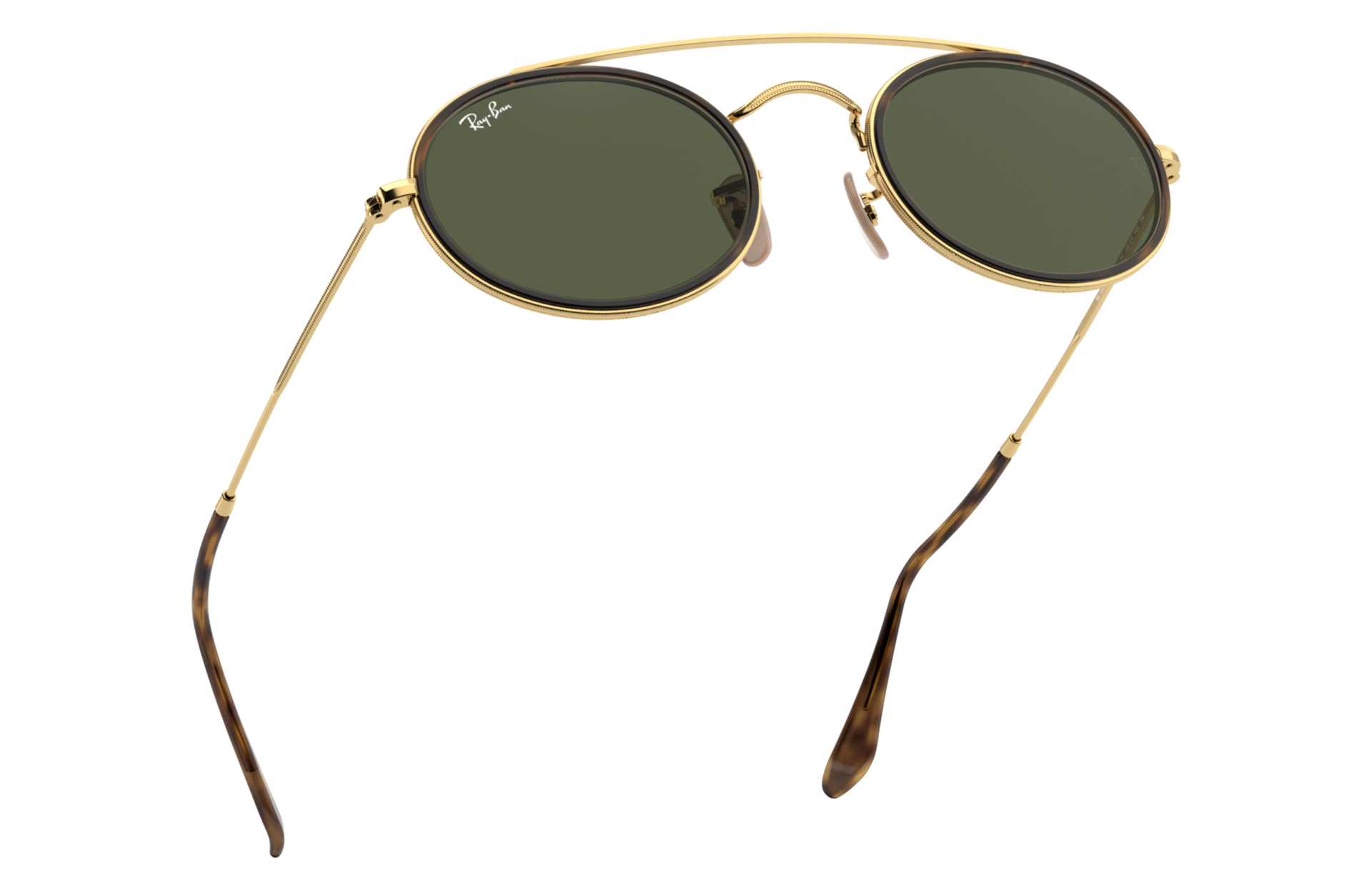 Oval Double Bridge Sunglasses in Gold 