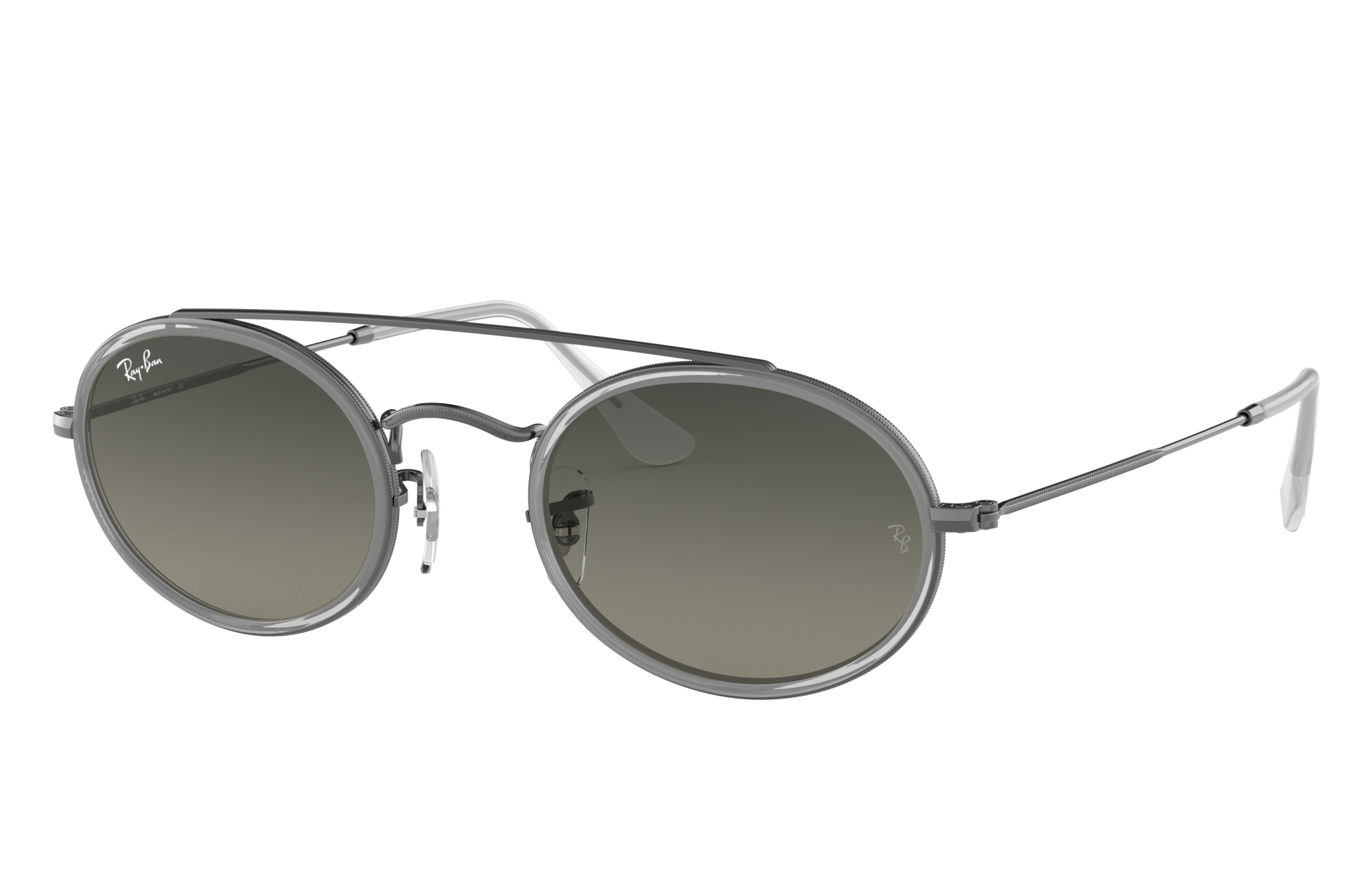 Oval Double Bridge Sunglasses in Gunmetal and Grey | Ray-Ban®
