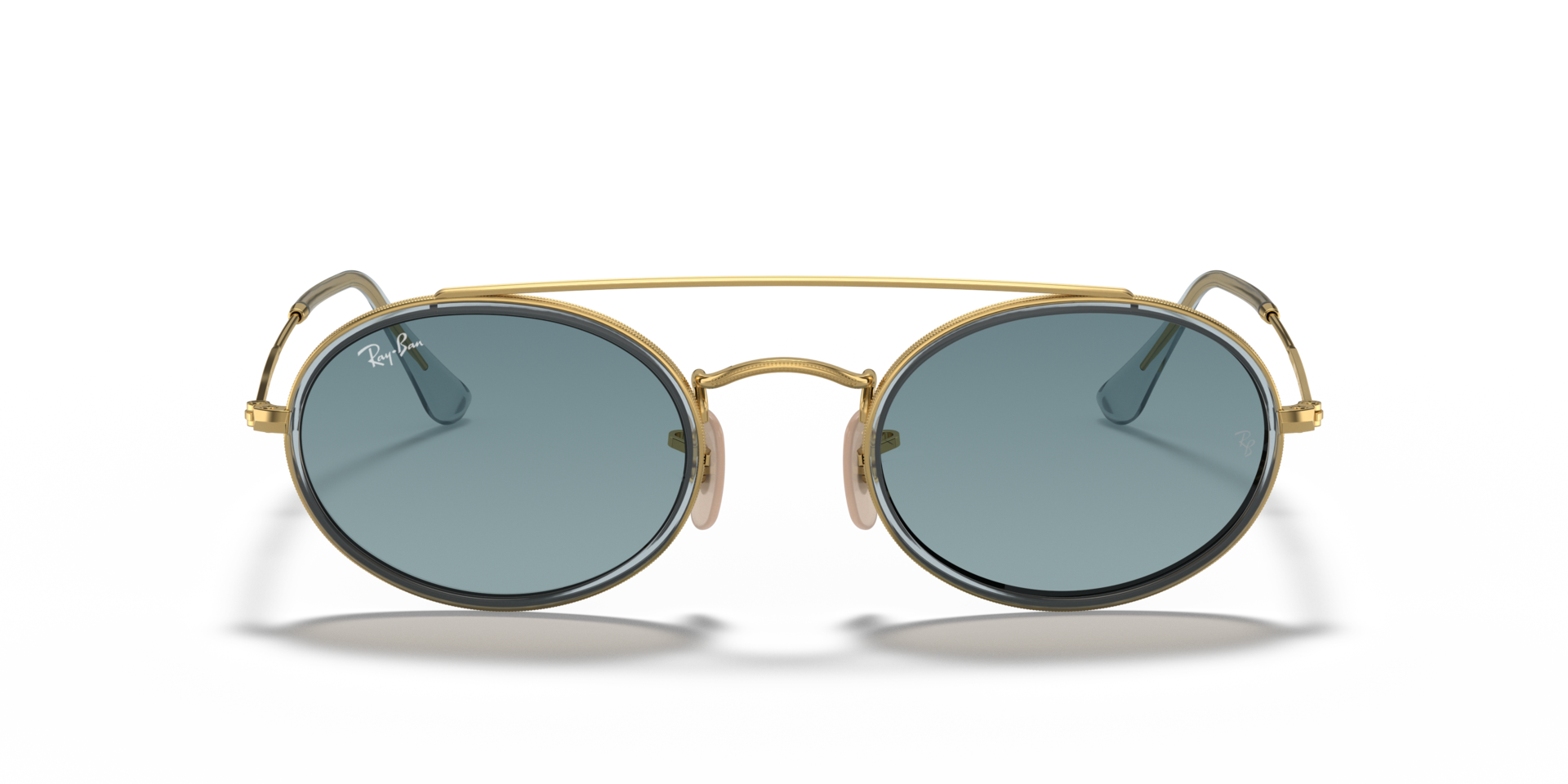 Gold Sunglasses in Blue and Oval Double 