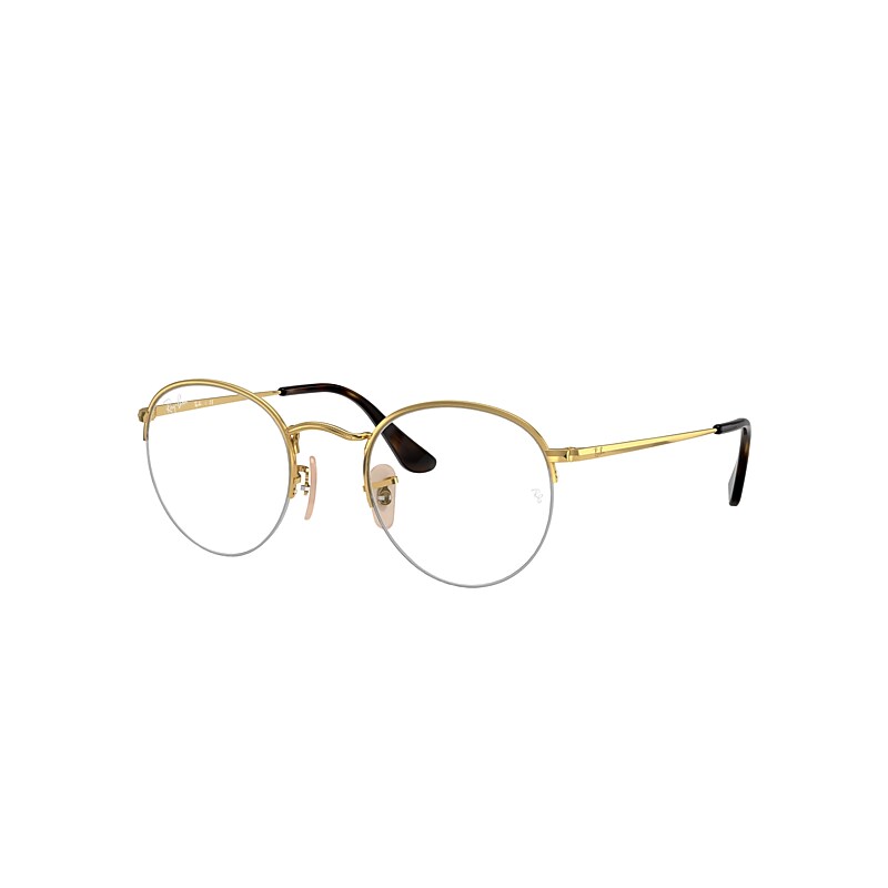 Ray-Ban Round Gaze Eyeglasses Gold Frame Clear Lenses 48-22