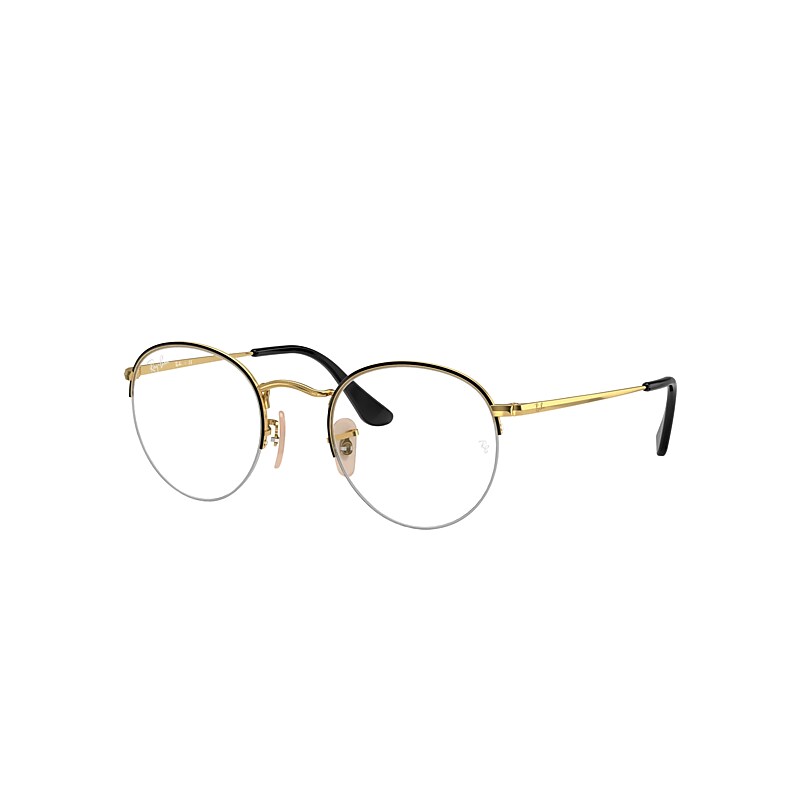 Ray-Ban Round Gaze Eyeglasses Gold Frame Clear Lenses 48-22
