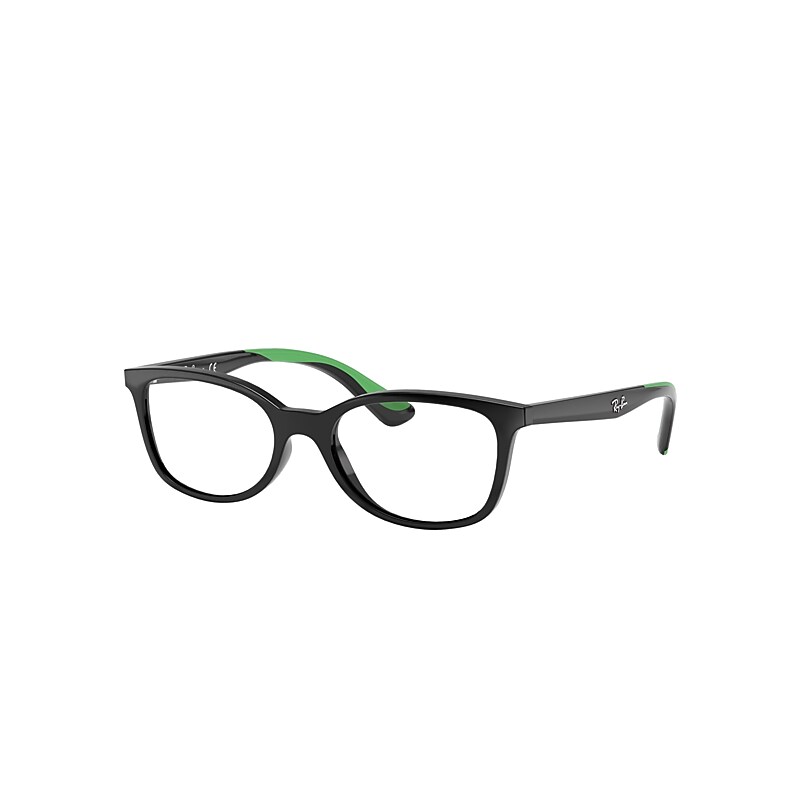 Ray-Ban Junior Rb1586 Optics Kids Eyeglasses Black/rubber Light Green Frame Clear Lenses Polarized 47-16