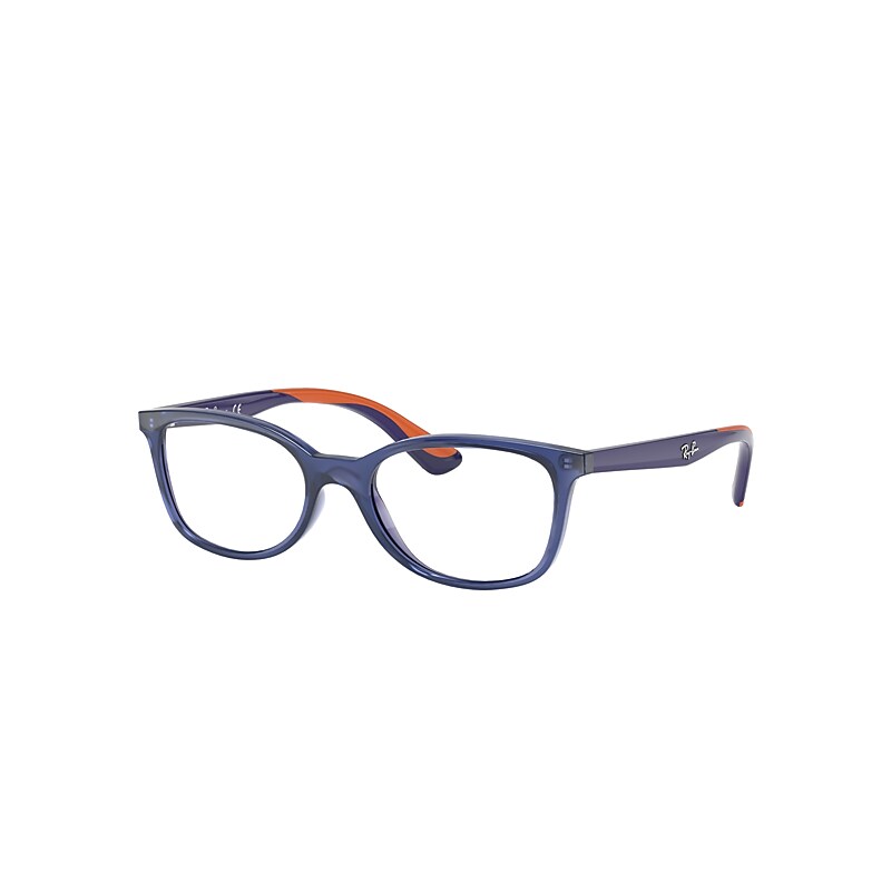Ray-Ban Junior Rb1586 Optics Kids Eyeglasses Blue/rubber Orange Frame Clear Lenses Polarized 47-16