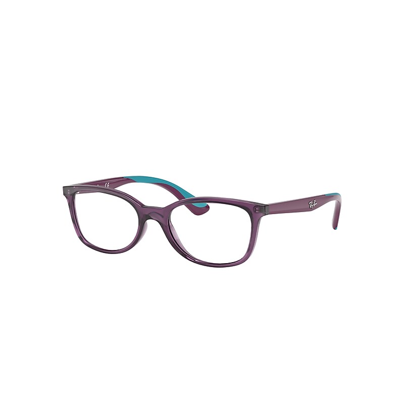 Ray-Ban Junior Rb1586 Optics Kids Eyeglasses Violet/rubber Light Blue Frame Clear Lenses Polarized 47-16