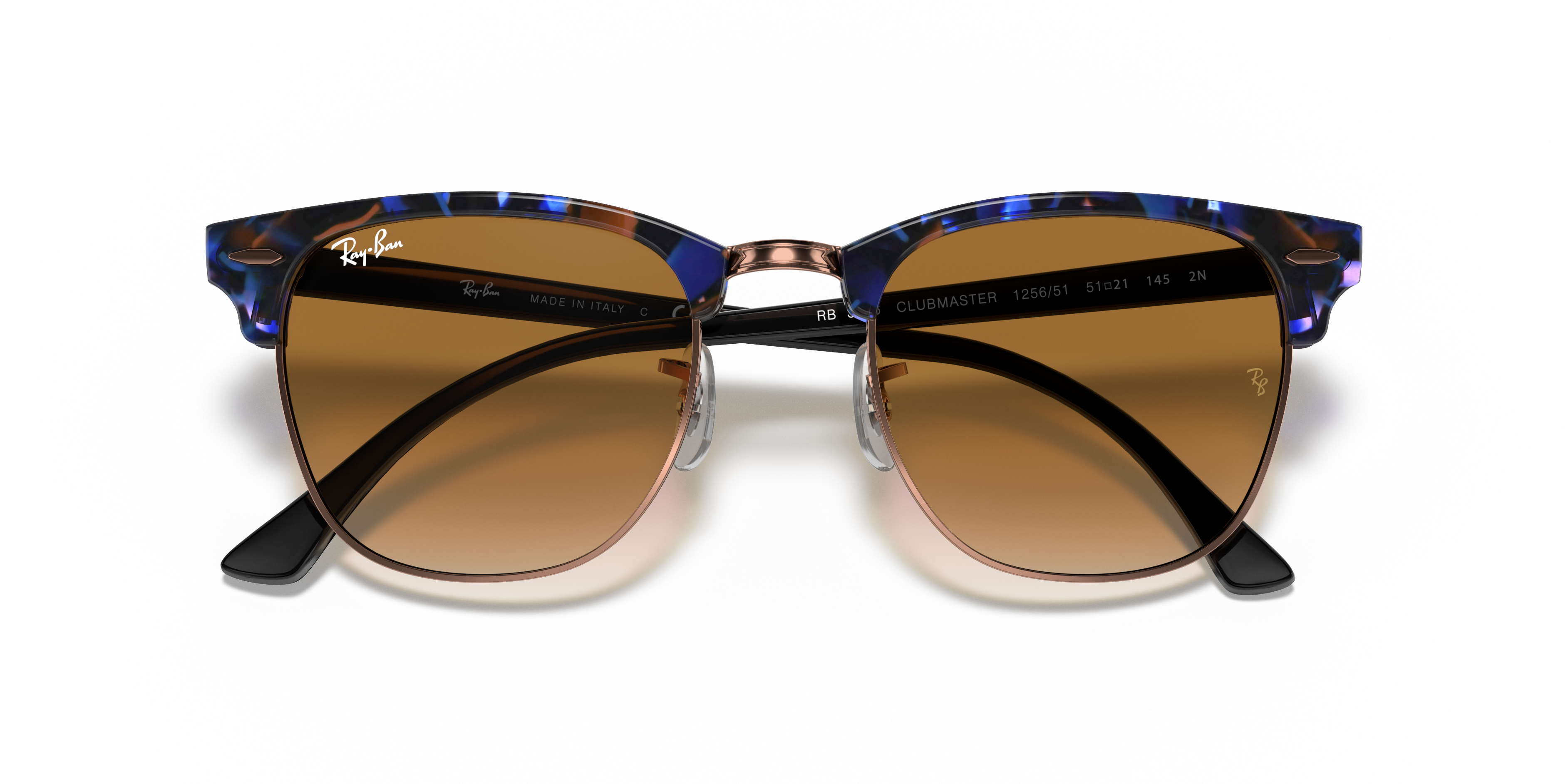 blue and brown ray ban glasses