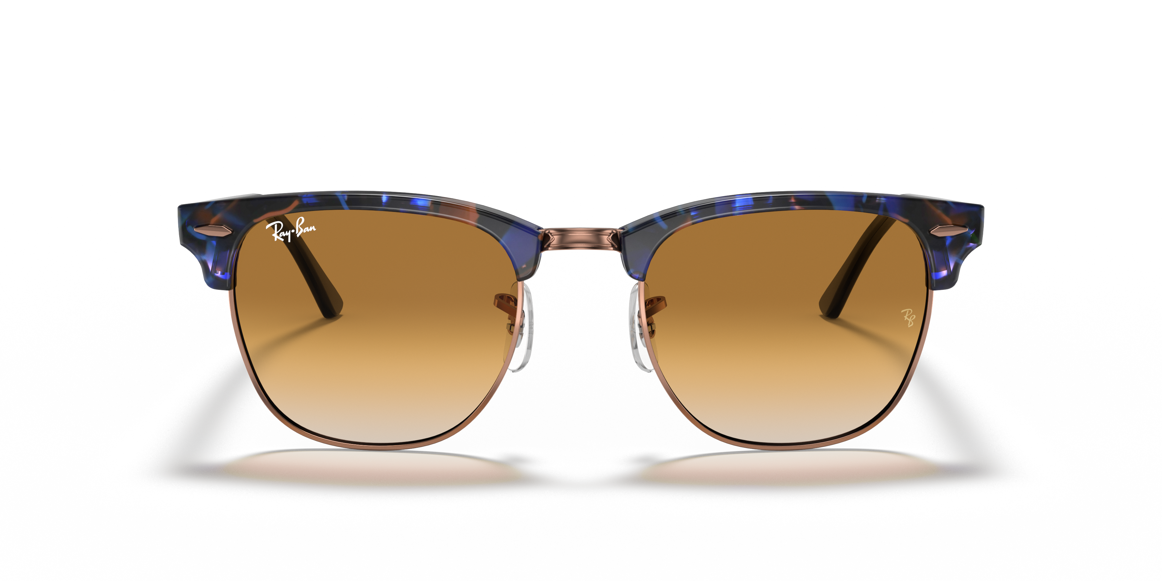 blue and brown ray ban glasses