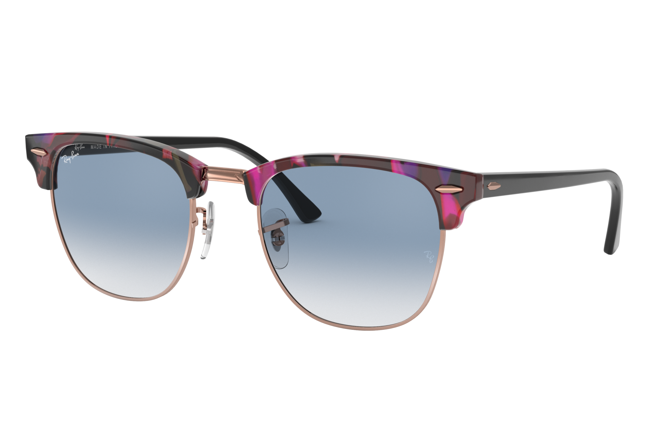 Clubmaster Fleck Sunglasses in Spotted Grey and Violet and Light Blue | Ray- Ban®