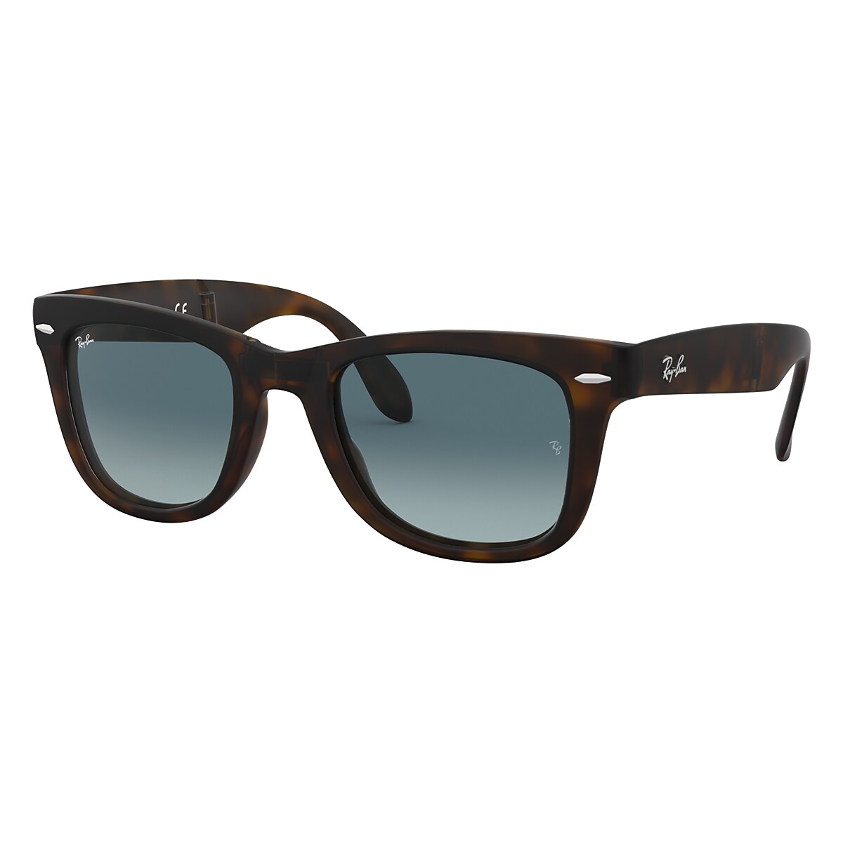 Wayfarer Folding Gradient Sunglasses in Tortoise and Blue - Ray-Ban