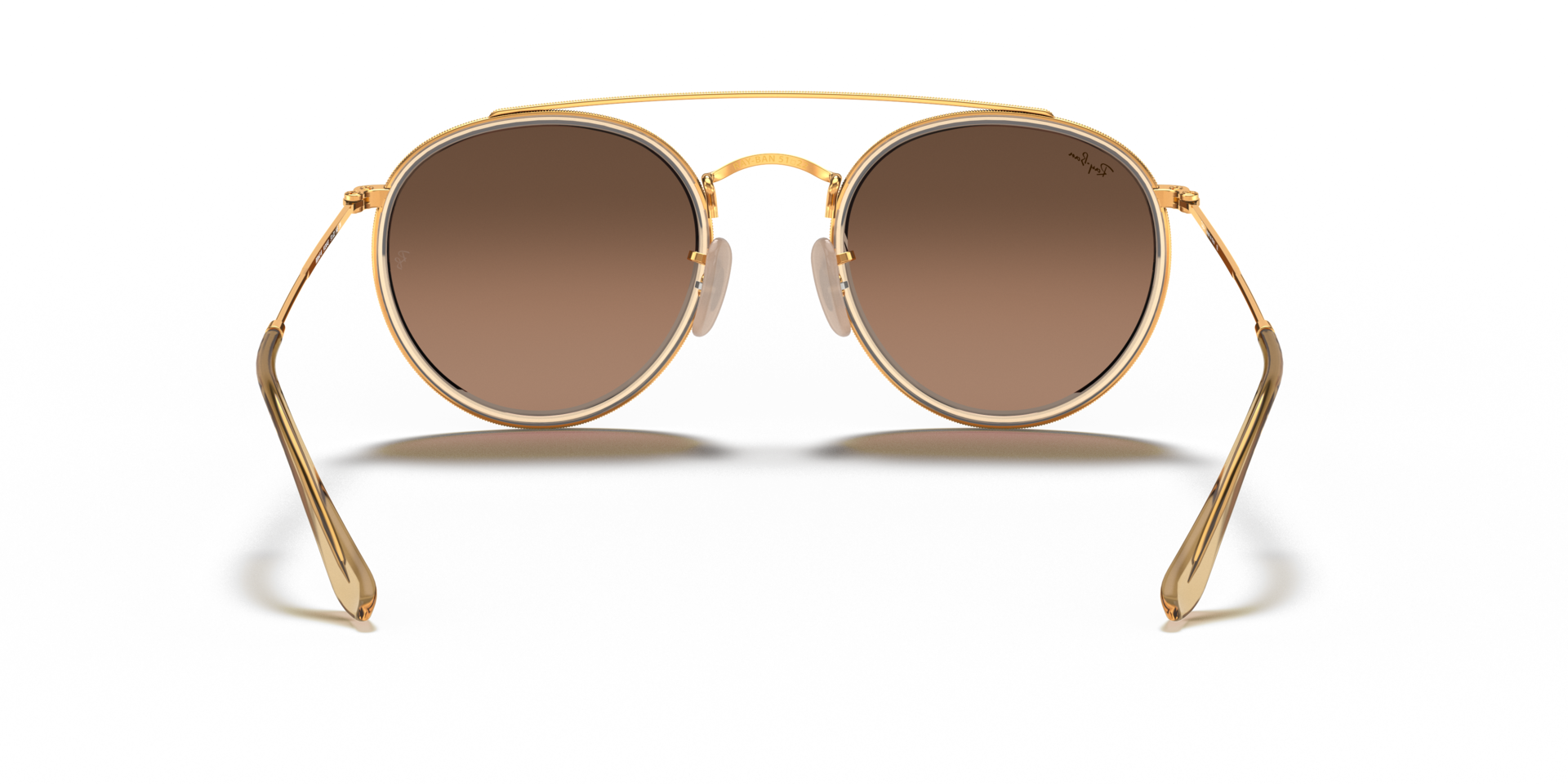 Round Double Bridge Sunglasses in Gold 