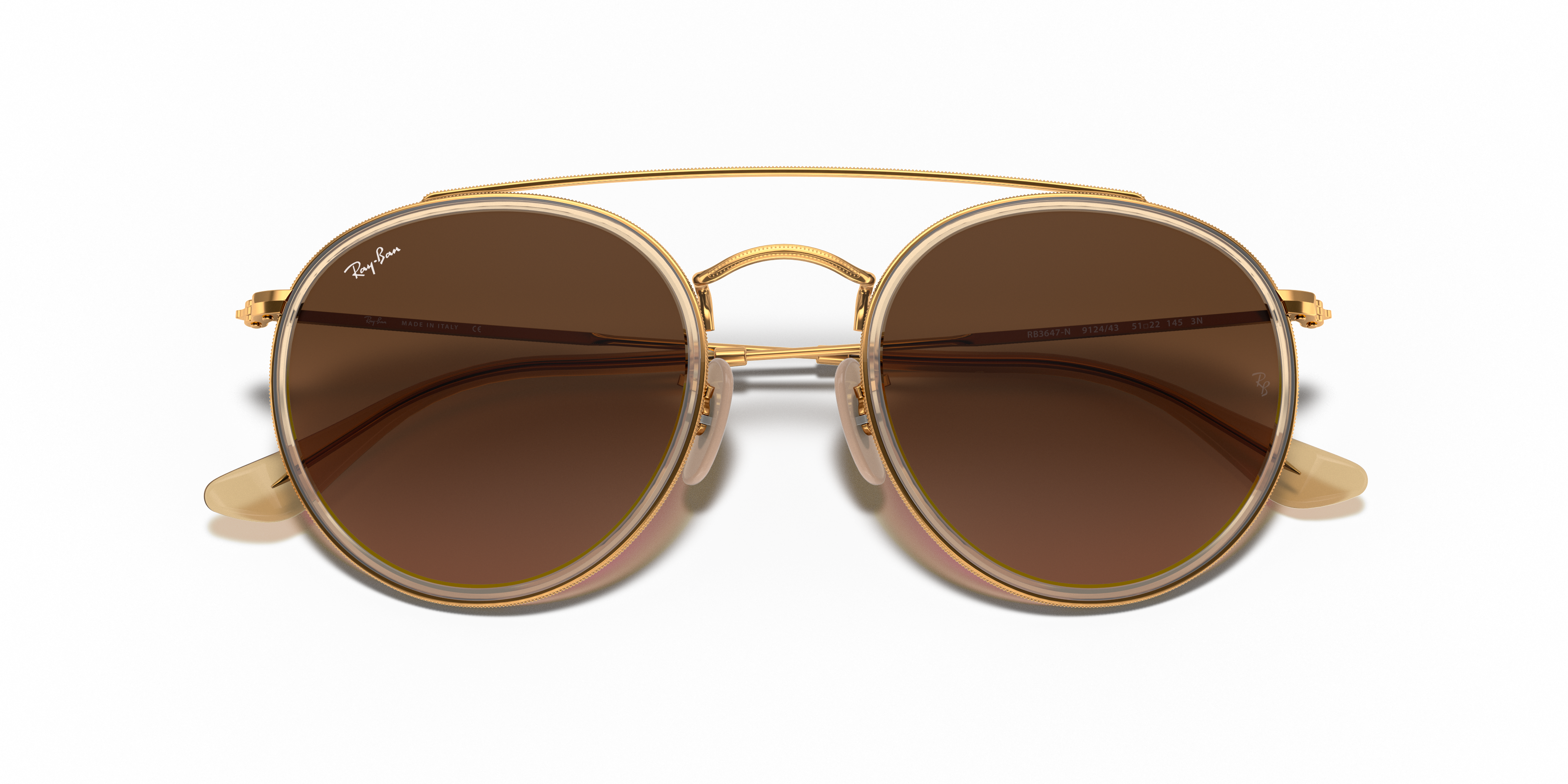 ray ban round double bridge gold