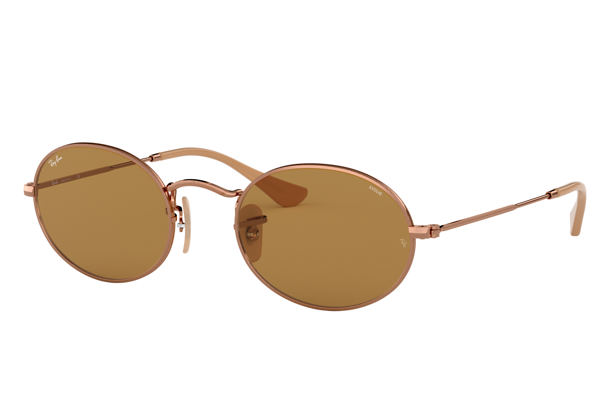 Oval Washed Evolve Sunglasses in Copper and Brown Photochromic | Ray-Ban®