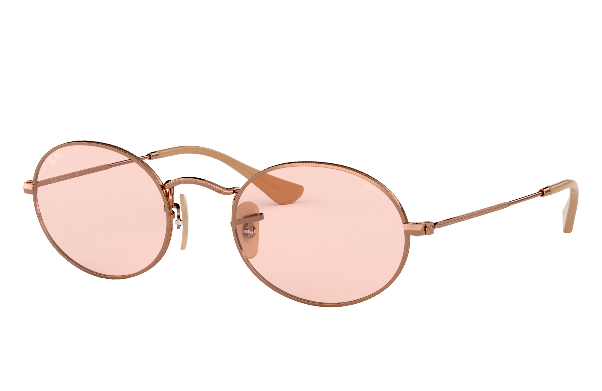 Oval Washed Evolve Sunglasses in Copper and Pink Photochromic | Ray-Ban®