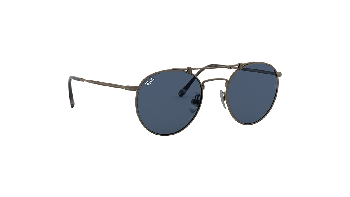 ROUND DOUBLE BRIDGE TITANIUM Sunglasses in Grey and Blue - RB8147 