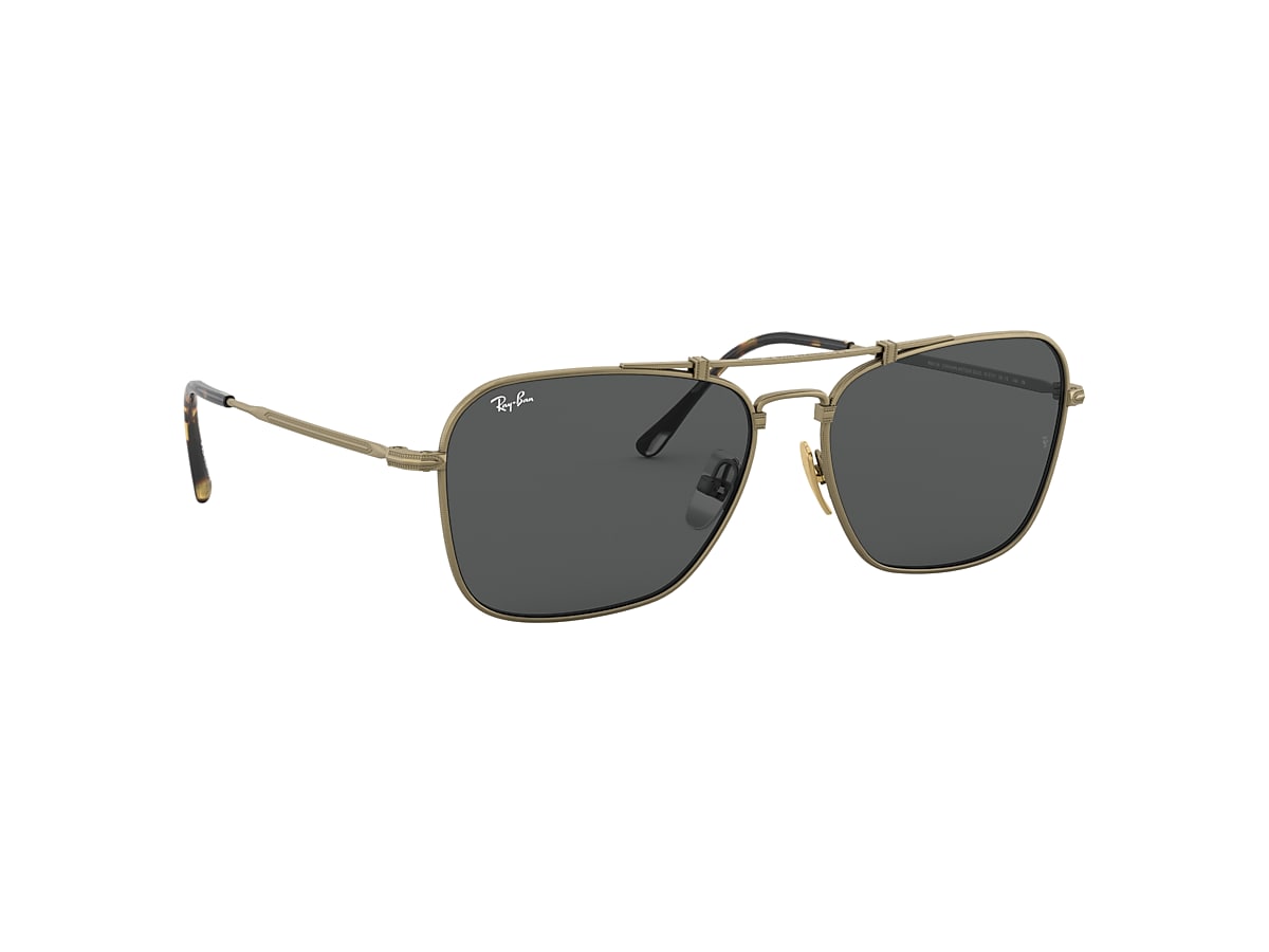 Caravan Titanium Sunglasses in Antique Gold and Grey | Ray-Ban®