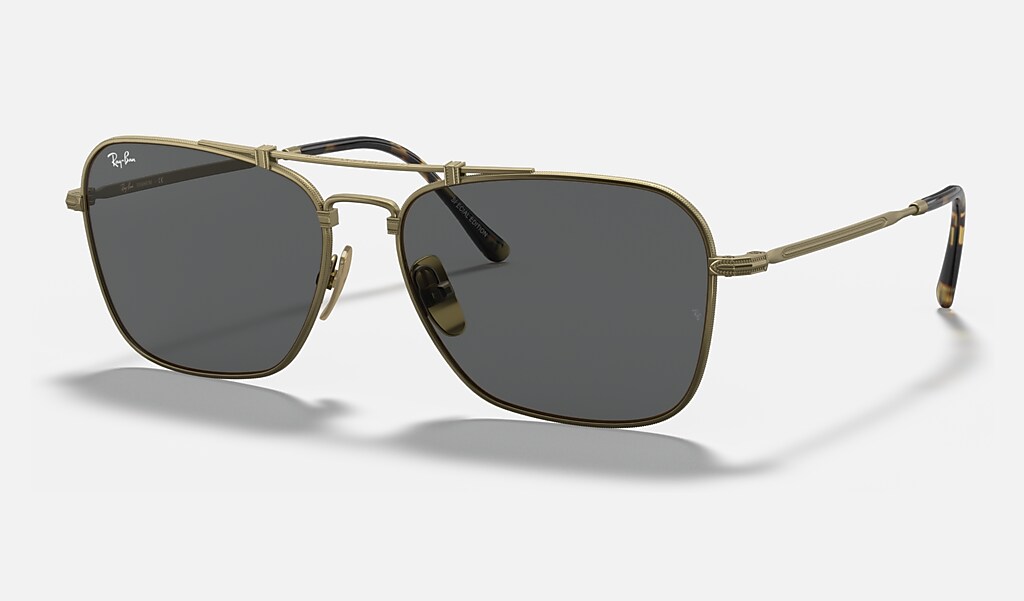 Caravan Titanium Sunglasses in Antique Gold and Grey | Ray-Ban®