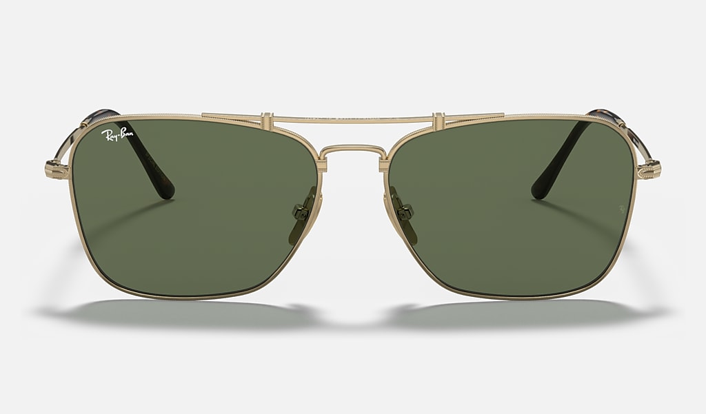 Caravan Titanium Sunglasses in Gold and Green | Ray-Ban®