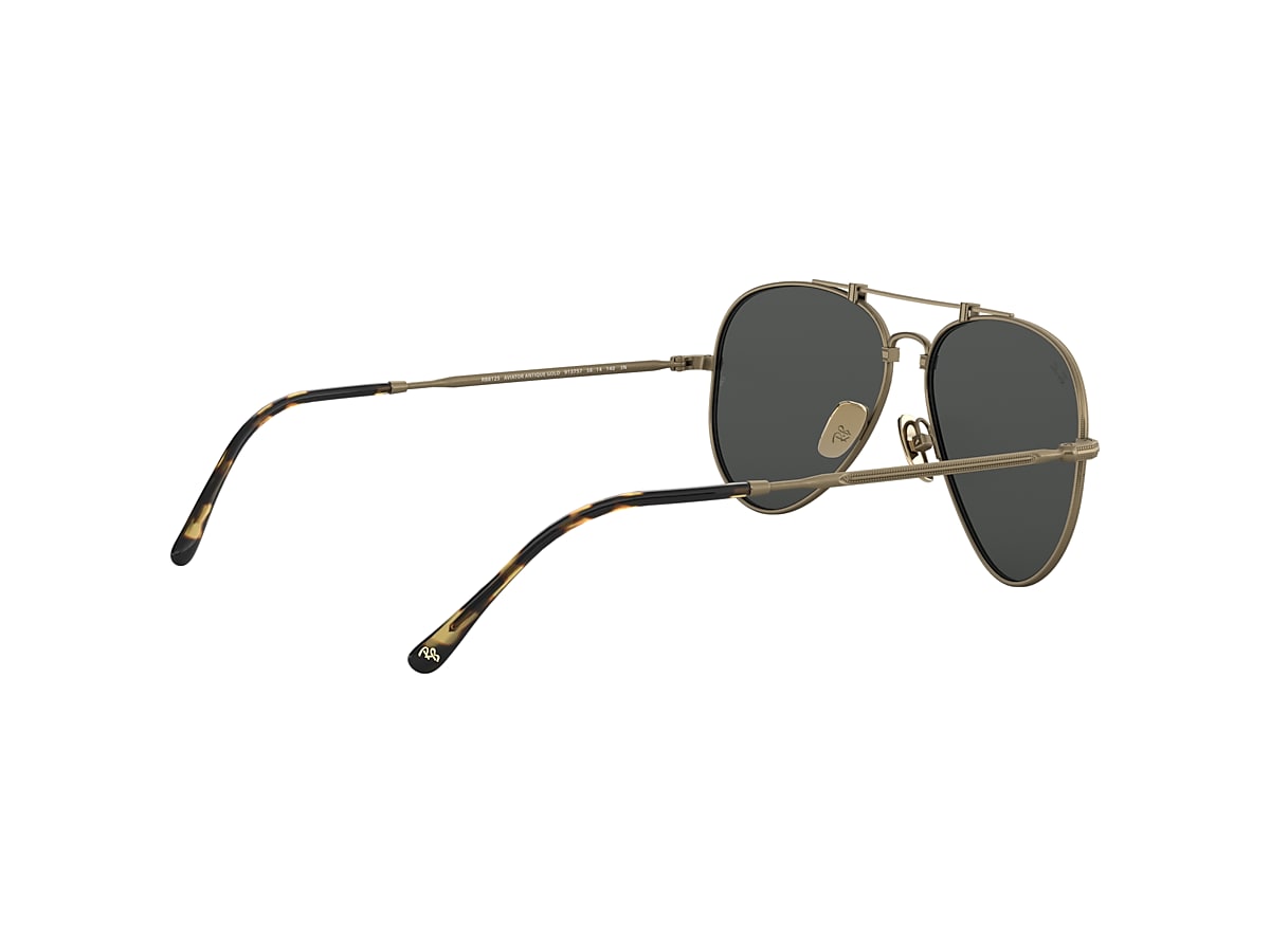 Aviator Titanium Sunglasses in Antique Gold and Grey | Ray-Ban®