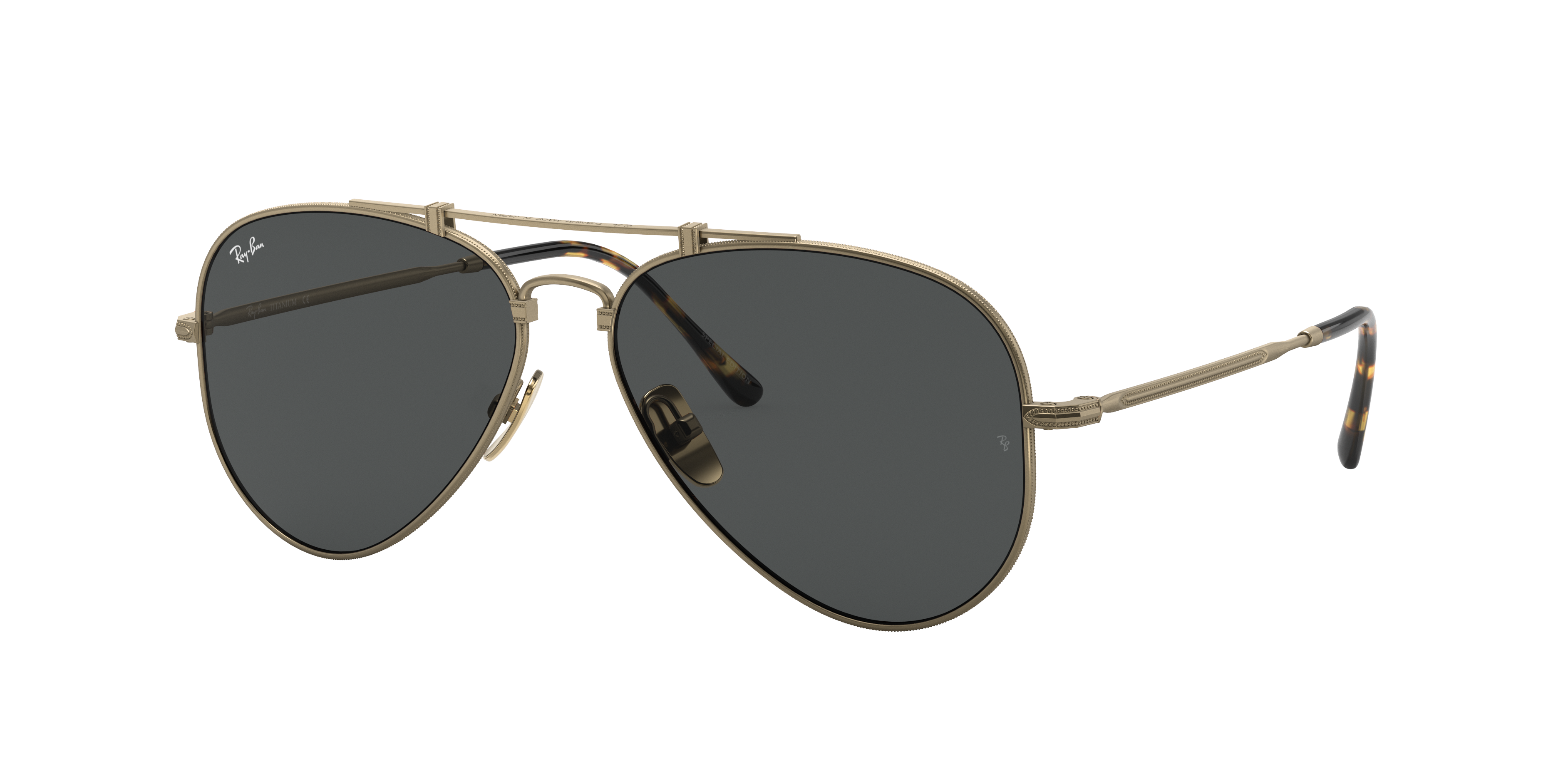Huh borst Teken een foto Aviator Titanium Sunglasses in Antique Gold and Grey | Ray-Ban®