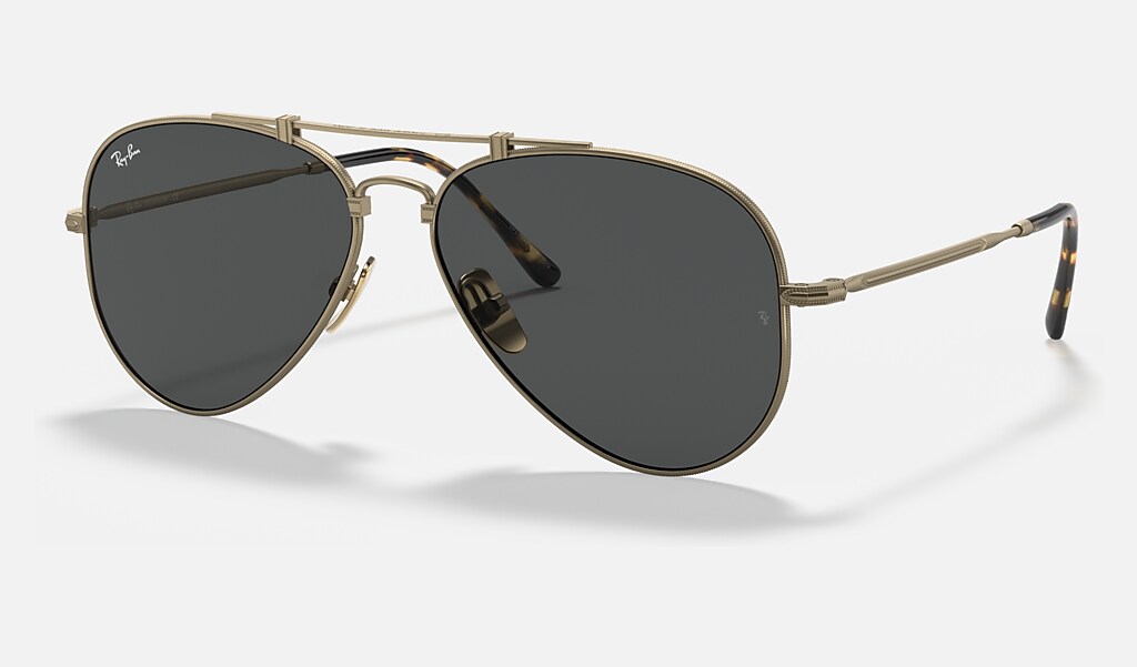 Titanium Sunglasses in Antique Gold and Grey | Ray-Ban®