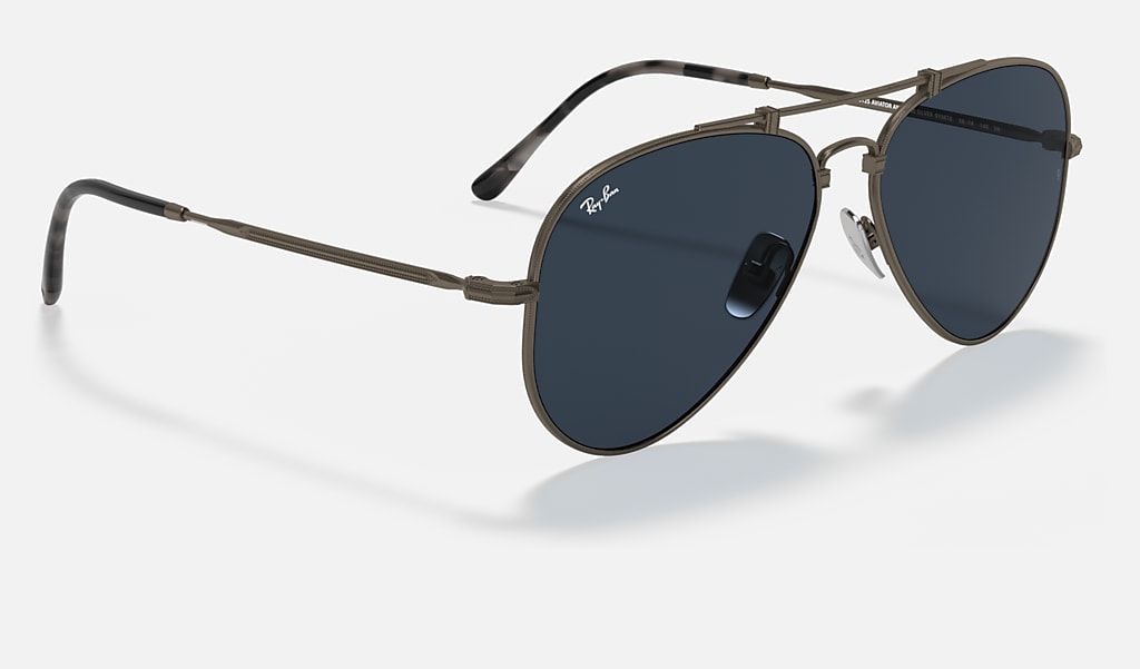 Aviator Titanium Sunglasses in Grey and Blue | Ray-Ban®
