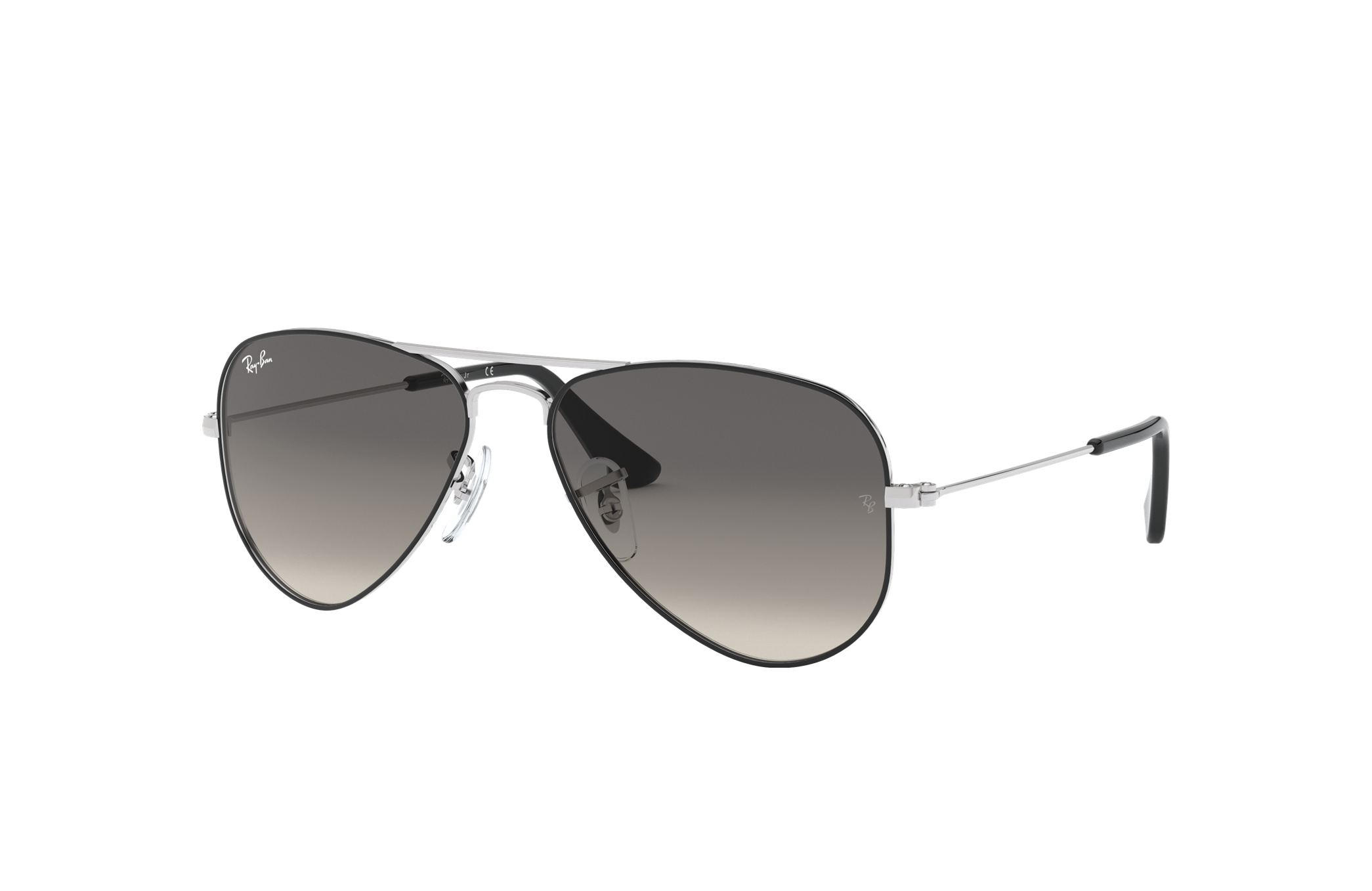 Aviator Kids Sunglasses in Black On Silver and Grey | Ray-Ban®