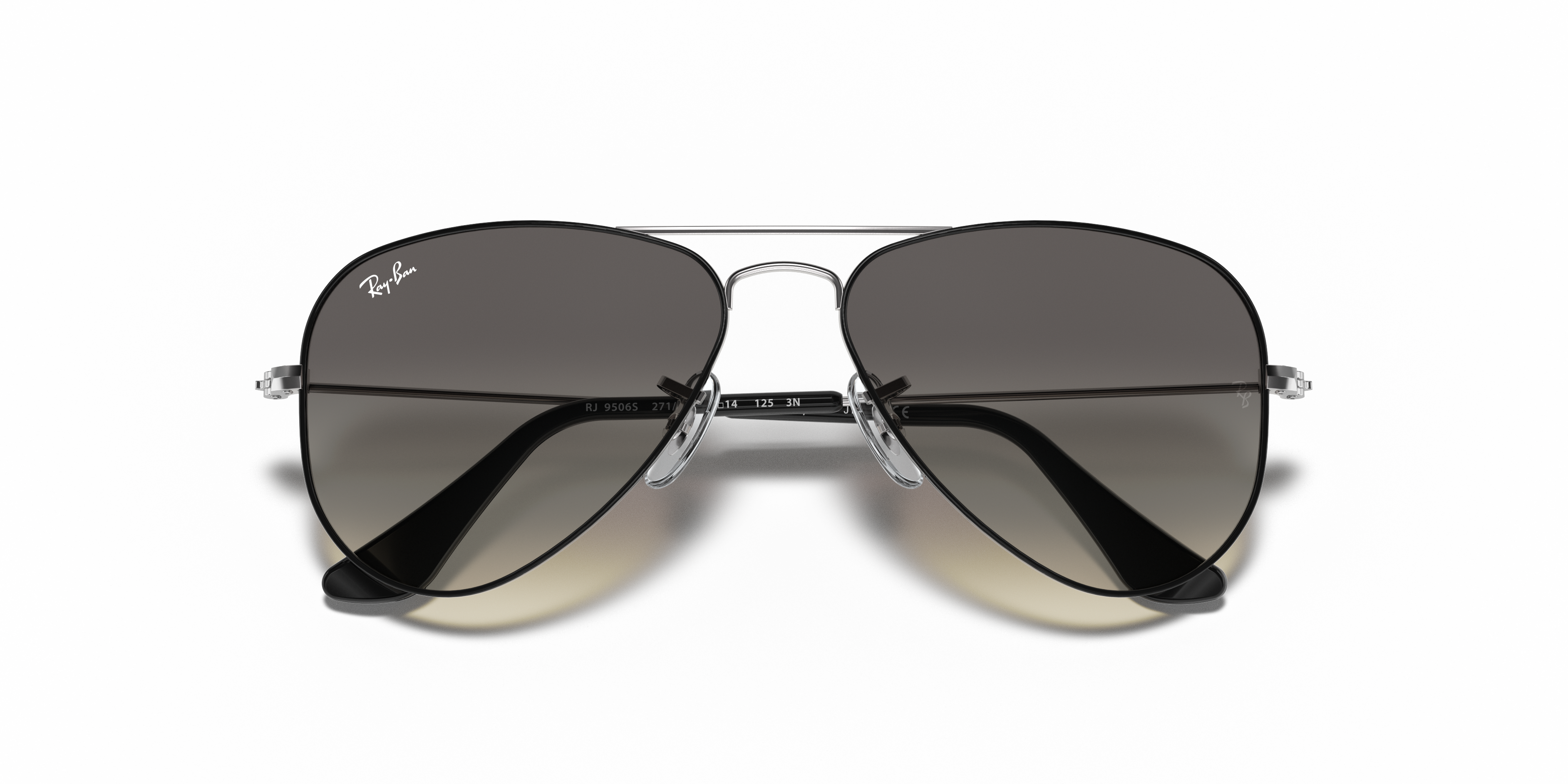 Aviator Kids Sunglasses in Black On Silver and Grey | Ray-Ban®
