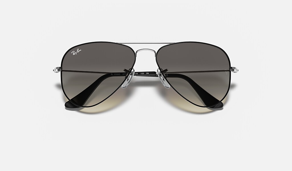 Aviator Kids Sunglasses in Black On Silver and Grey | Ray-Ban®
