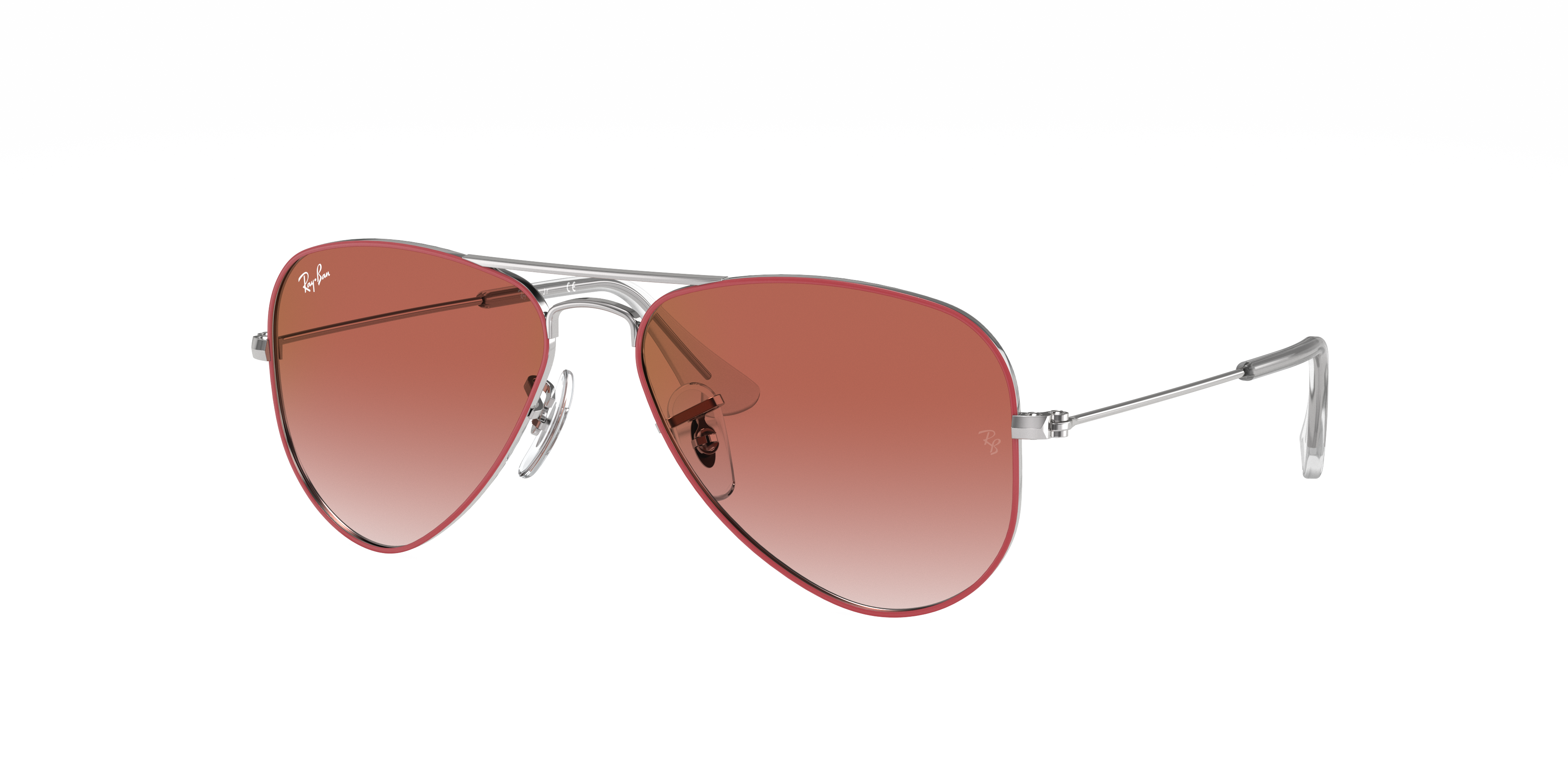 Aviator Kids Sunglasses in Red On Silver and Red | Ray-Ban®