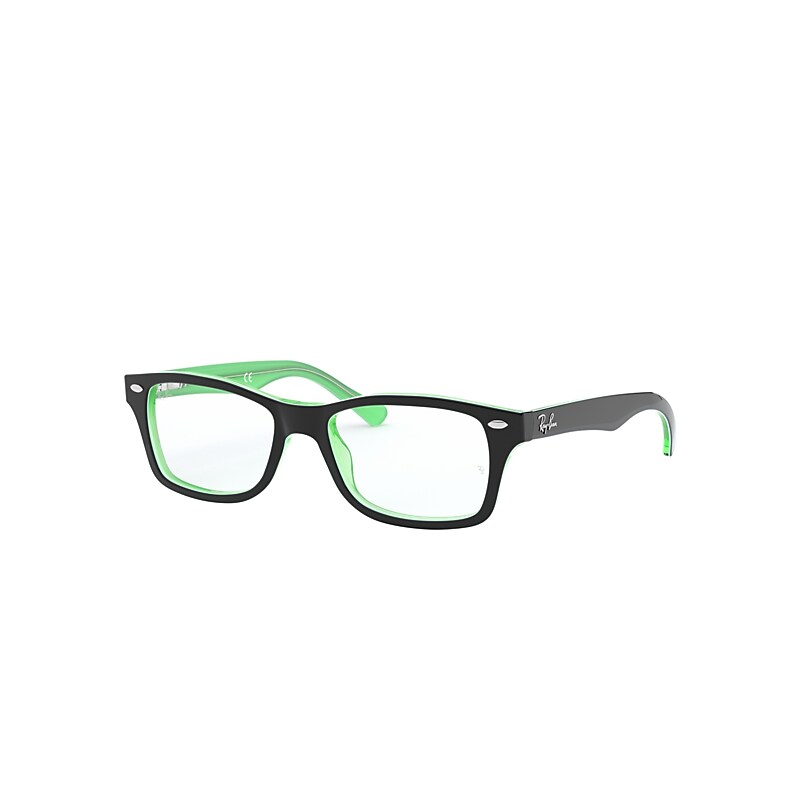 Ray-Ban Junior Rb1531 Optics Kids Eyeglasses Black On Green Transparent Frame Clear Lenses Polarized 46-16