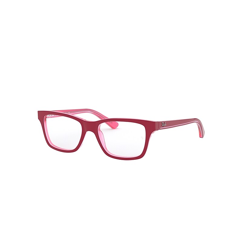 Ray-Ban Junior Rb1536 Optics Kids Eyeglasses Bordeaux On Transparent Pink Frame Clear Lenses Polarized 48-16