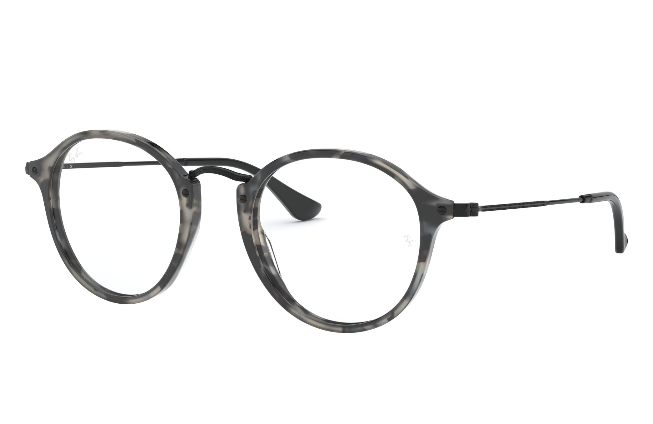 Round Fleck Optics Eyeglasses with Grey Havana | Ray-Ban®