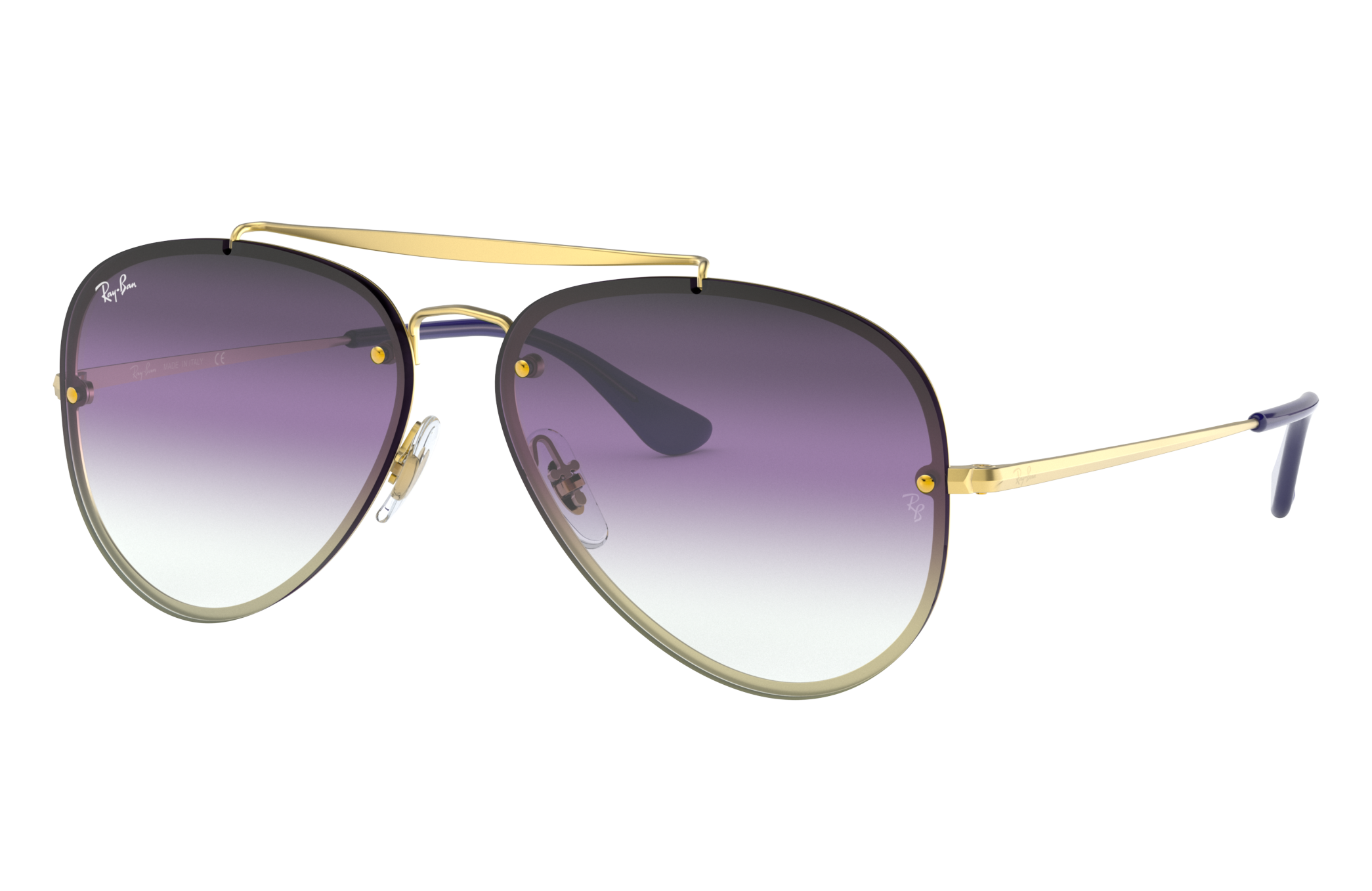 Blaze Aviator Sunglasses in Gold and Violet/Blue | Ray-Ban®