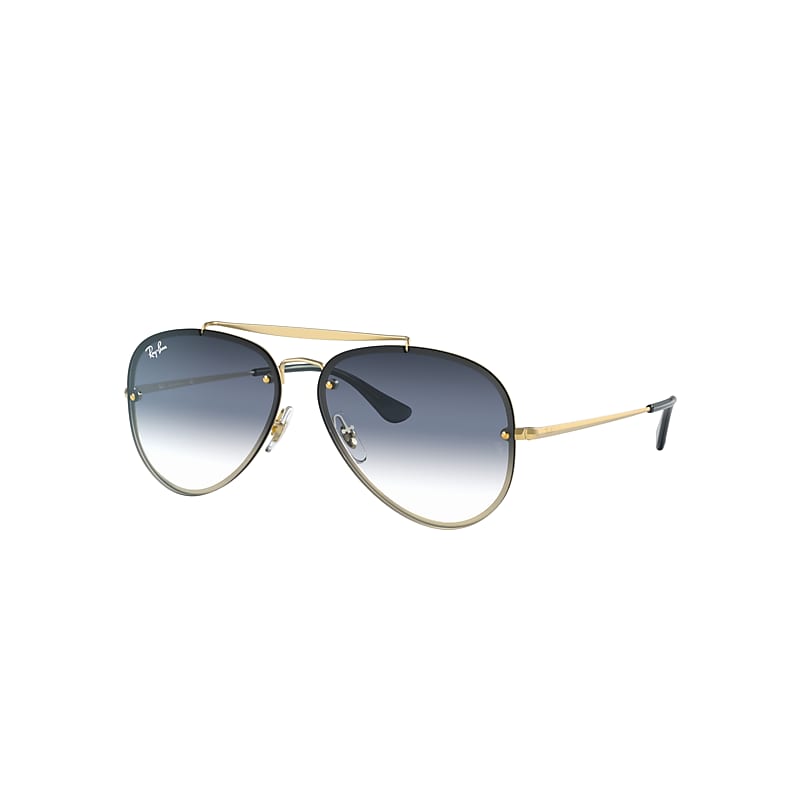 Ray-Ban Blaze Aviator Sunglasses Gold Frame Blue Lenses 61-13