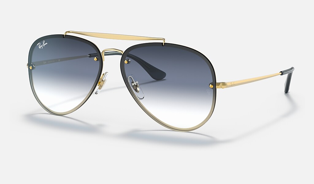Blaze Aviator Sunglasses in Gold and Blue/Grey | Ray-Ban®