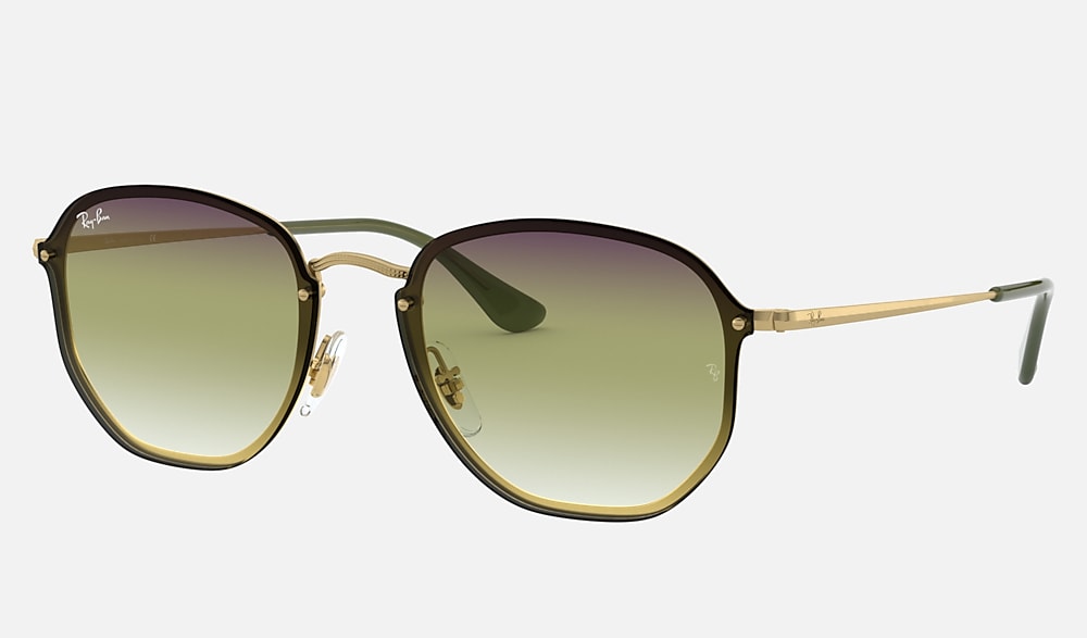 BLAZE HEXAGONAL Sunglasses in Gold and Green Grey Gradient Mirror RB3579N Ray Ban